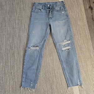 We The Free High Rise Light Blue Distressed Jeans